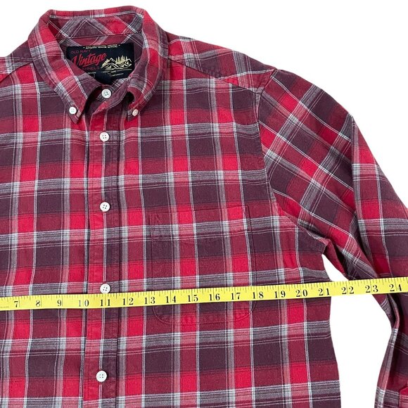 Old Navy Vintage Style Flannel Shirt Size Large Red & Gray Plaid Button-Down - Picture 3 of 5